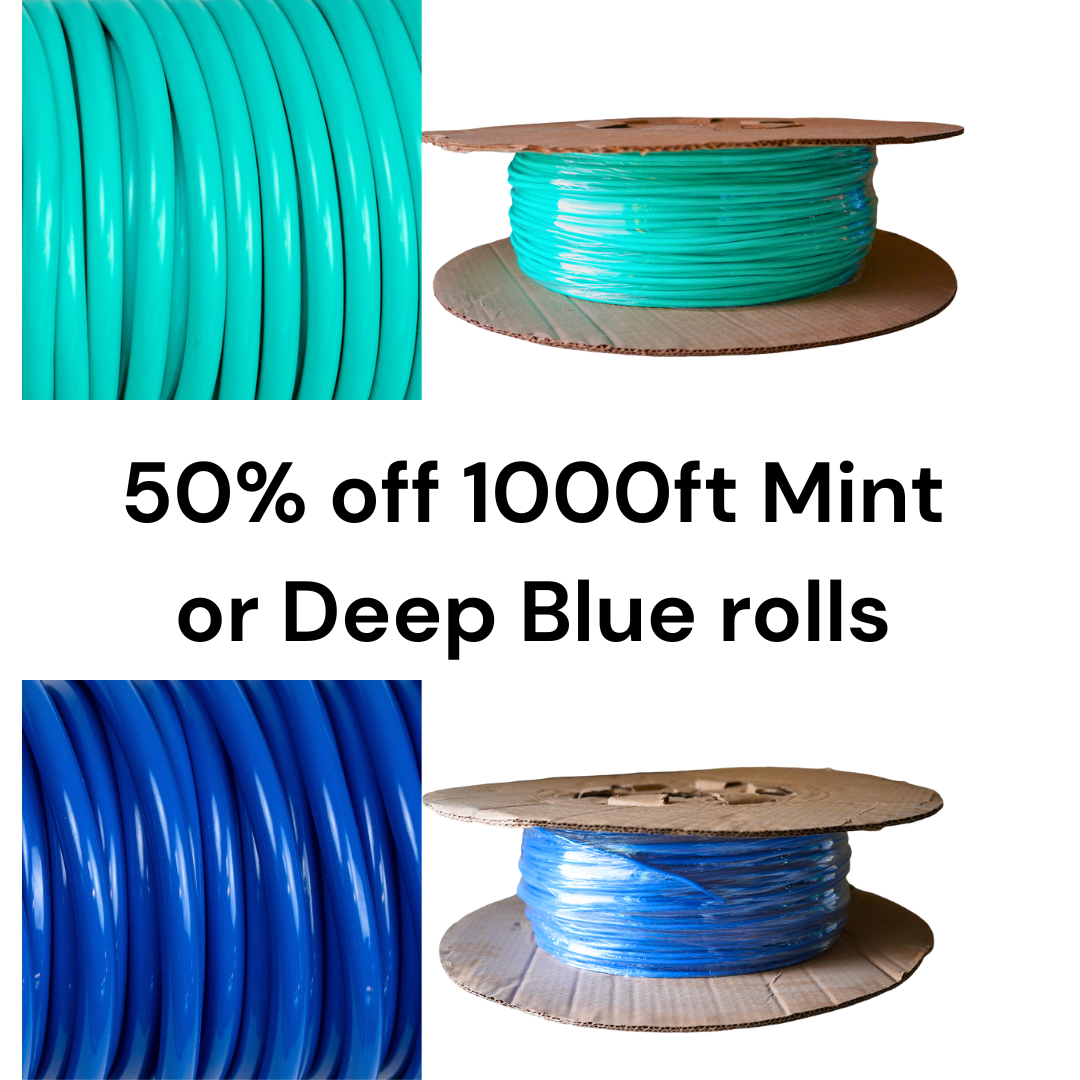 1000ft Mint/Deep Blue UV-Resistant Vinyl Cord – 0.2" (5mm) – Ultra Durable – Ideal for Acapulco Chair Weaving – Made in Canada