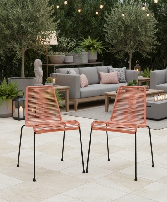Set of 2 El Durazno Chairs Peach/Black