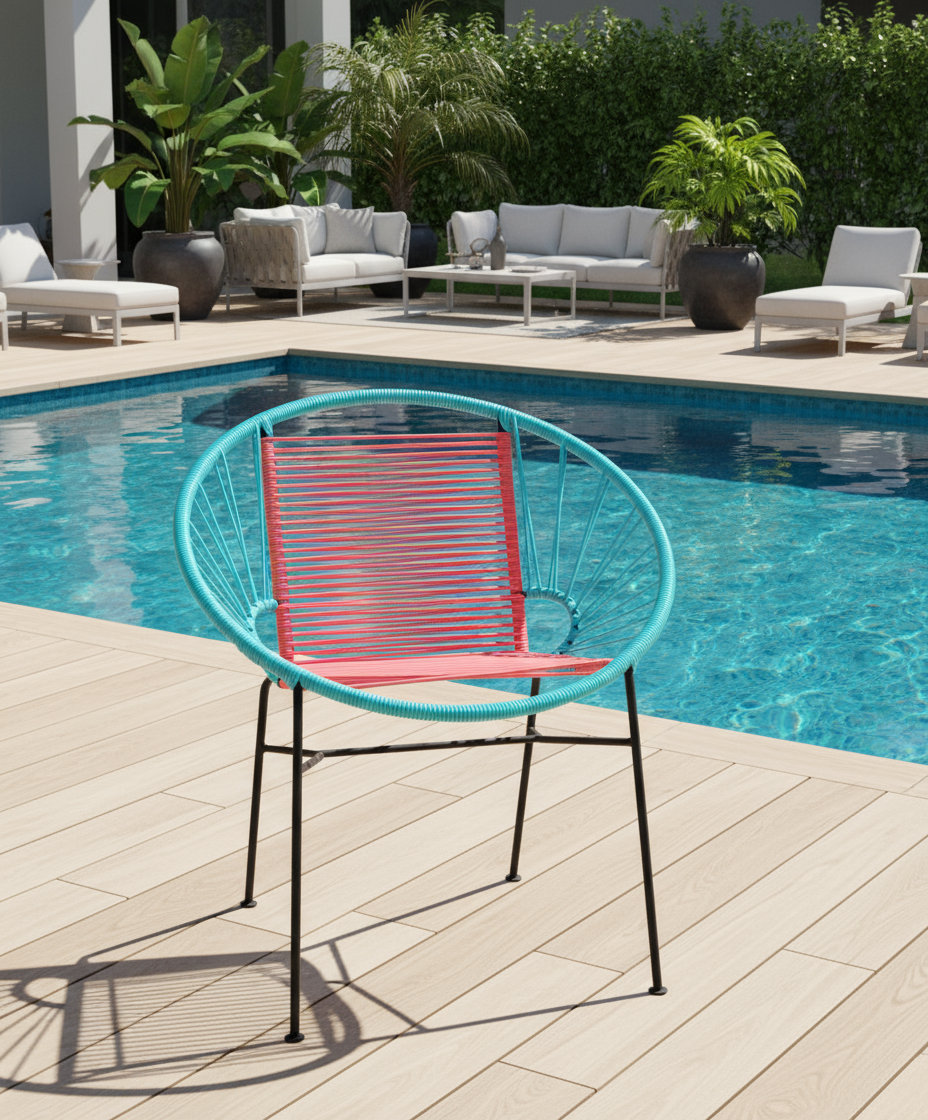 Concha Dining Chair Powder Blue/Coral