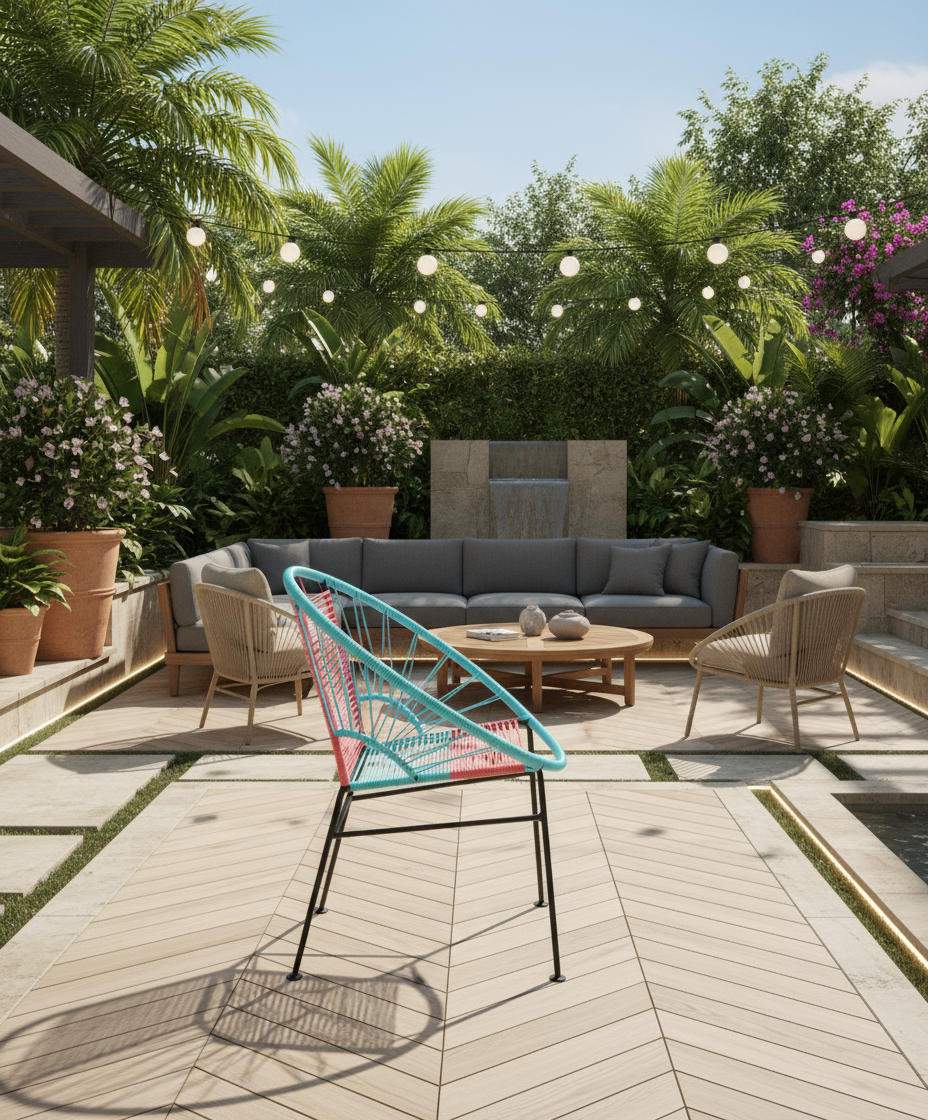 Concha Dining Chair Powder Blue/Coral