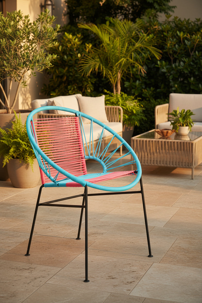 Concha Dining Chair Powder Blue/Coral