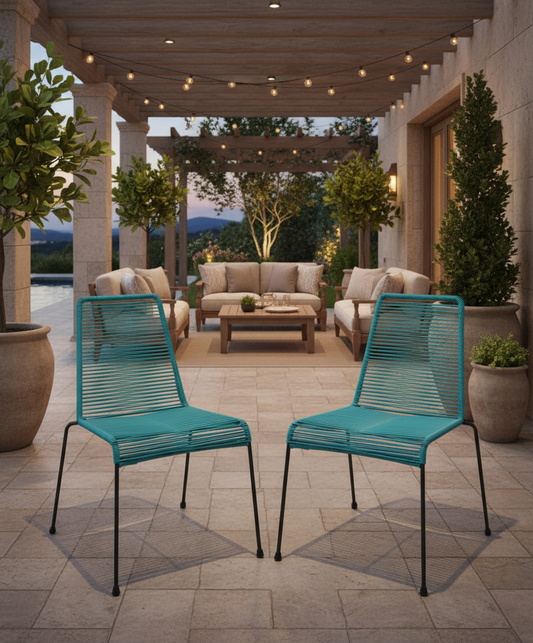 Set of 2 La Turquesa Chairs Turquoise/Black