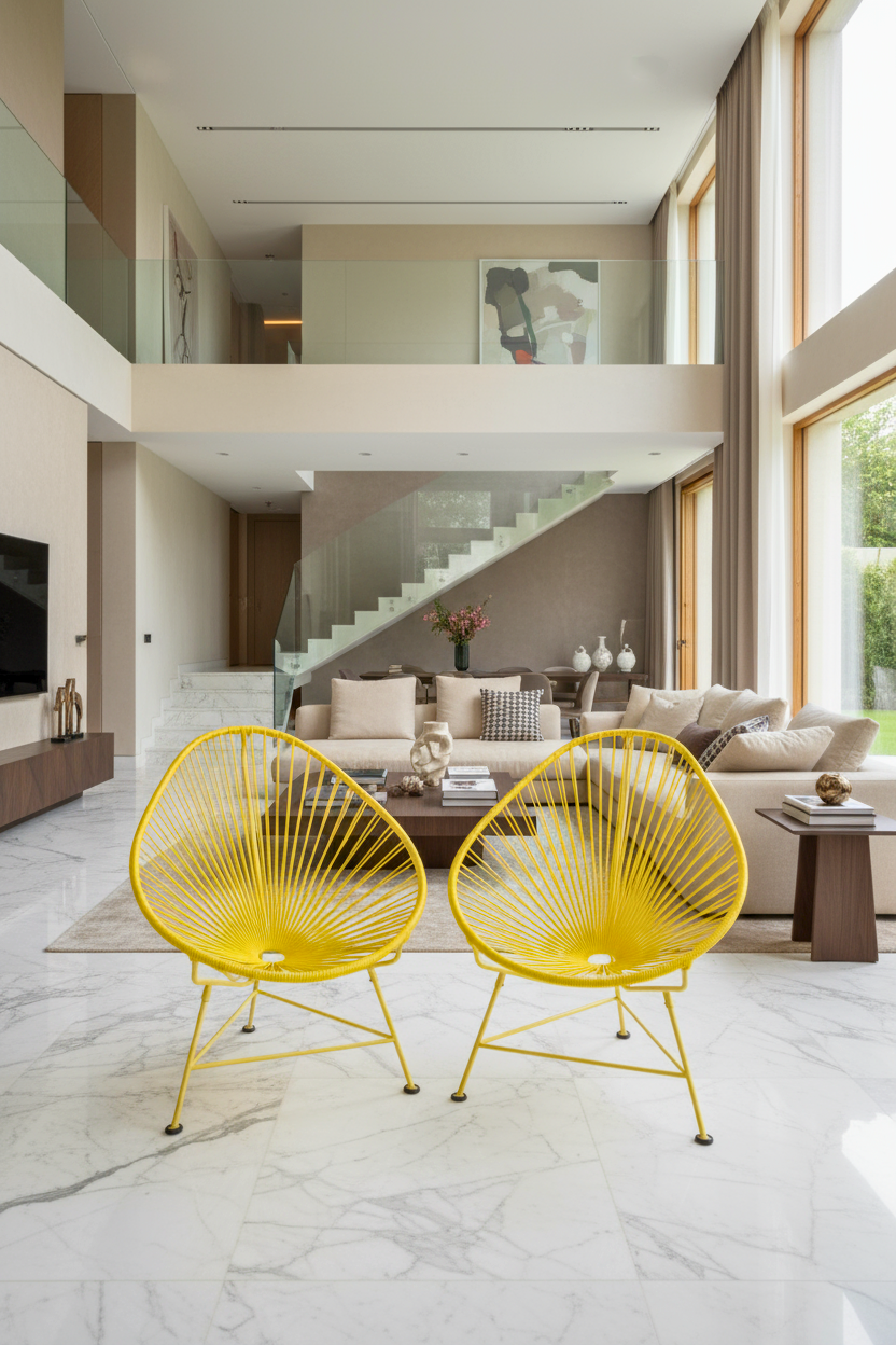 Set Of 2 All Yellow Acapulco Chairs