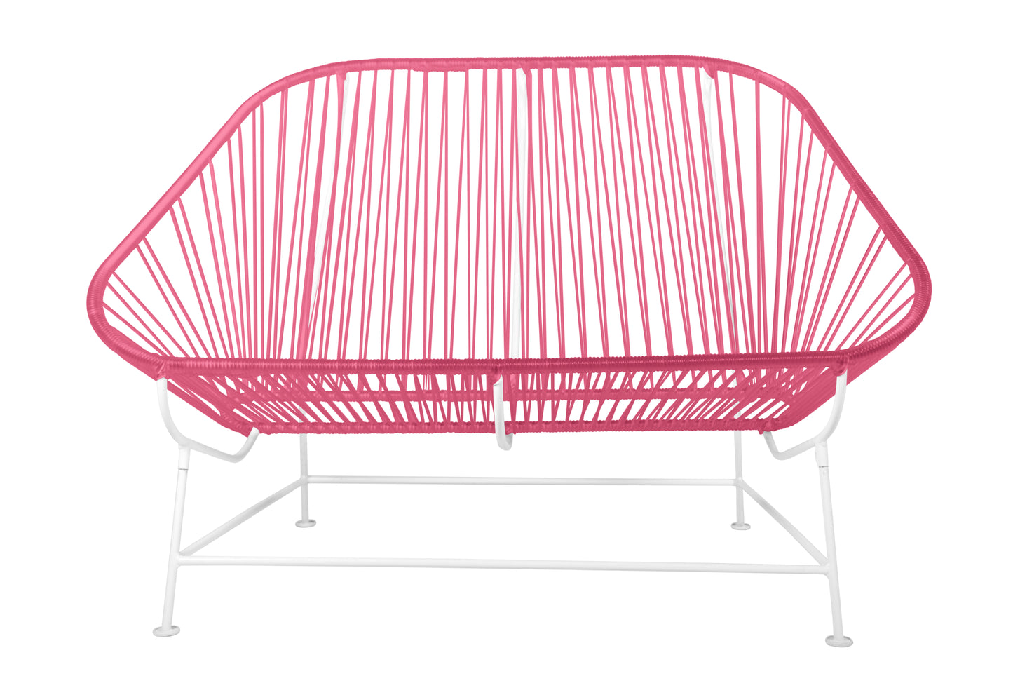 Handwoven White Frame Pink Weave InLove Seat