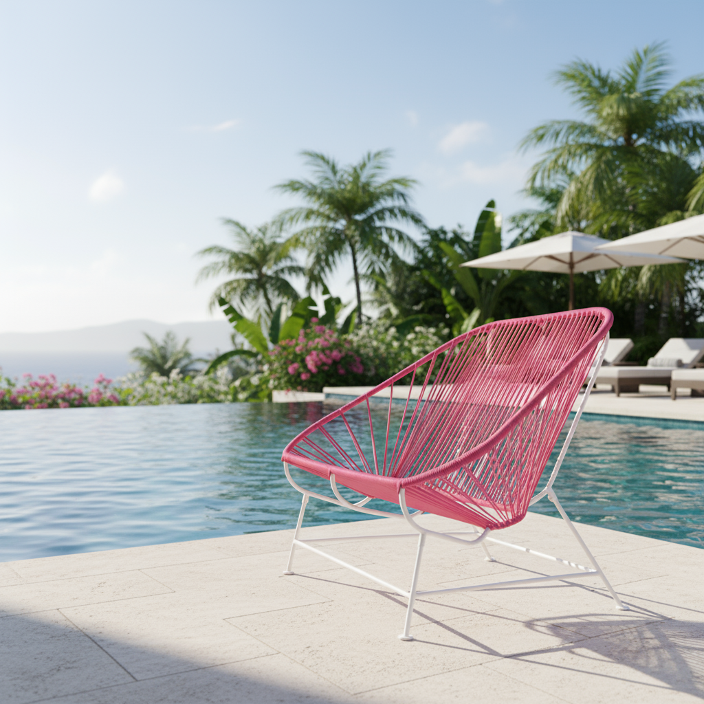 White Frame Pink Weave InLove Seat