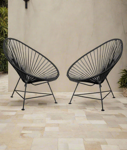 Set Of 2 Black Handwoven Acapulco Chairs