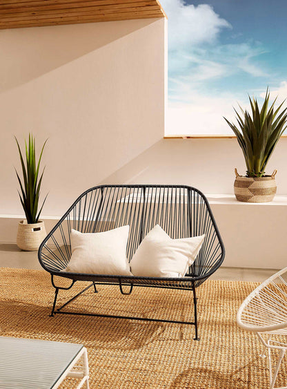 Handwoven White Frame Pink Weave InLove Seat