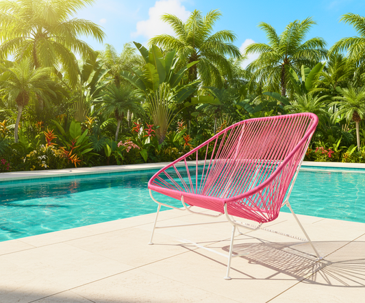 White Frame Pink Weave InLove Seat
